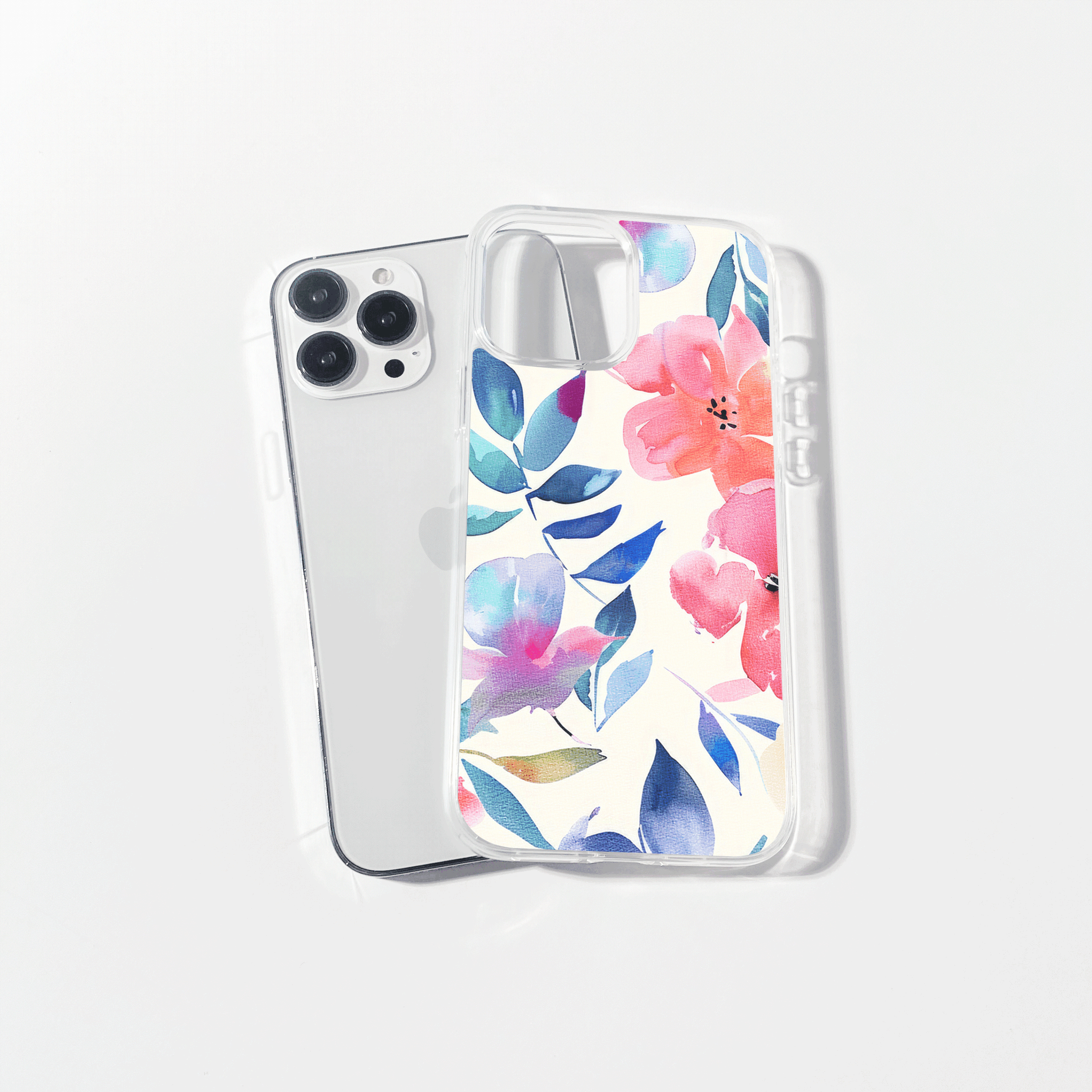 watercolor floral printed silicone mobile cover
